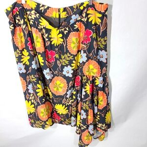 Eloquii Women's Size‎ 22 Multi Color Skirt Floral Asymmetrical Zip Back Career